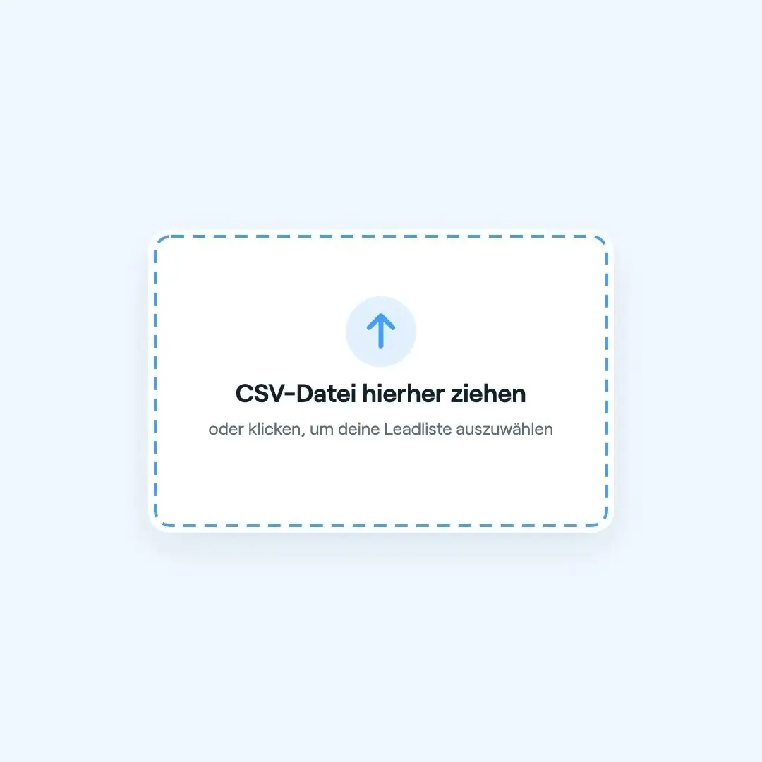 Ablaufillustration: Eine CSV wird hochgeladen, der Crawler prüft die Leadliste Zeile für Zeile.